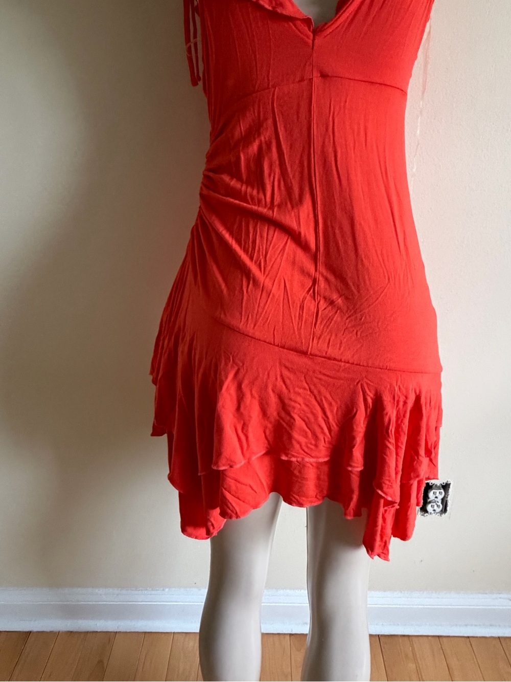 Bright Red Tie-Front Ruffled Mini Dress - Picture 11 of 11